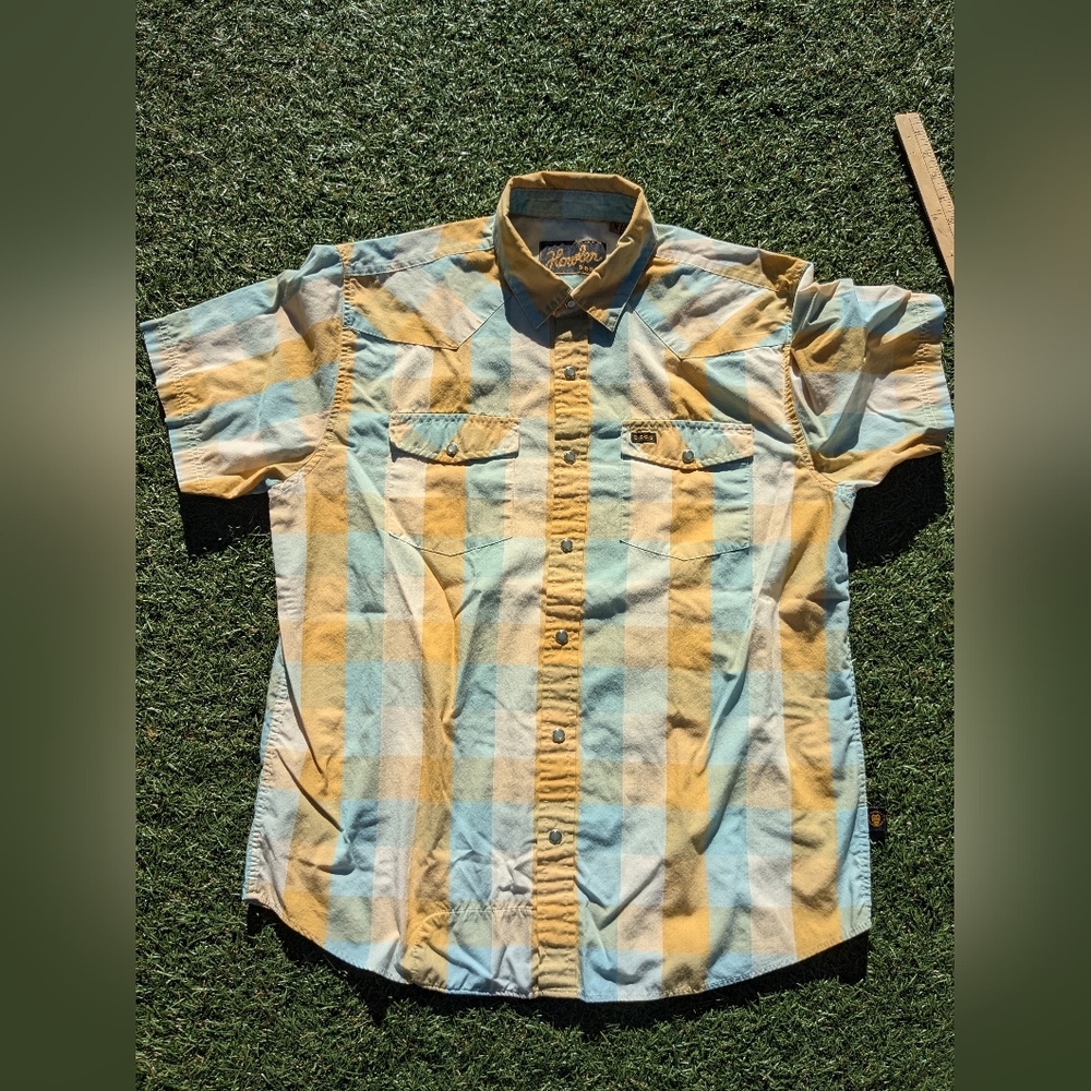 Howler Brothers Yellow and Blue Plaid Shirt
